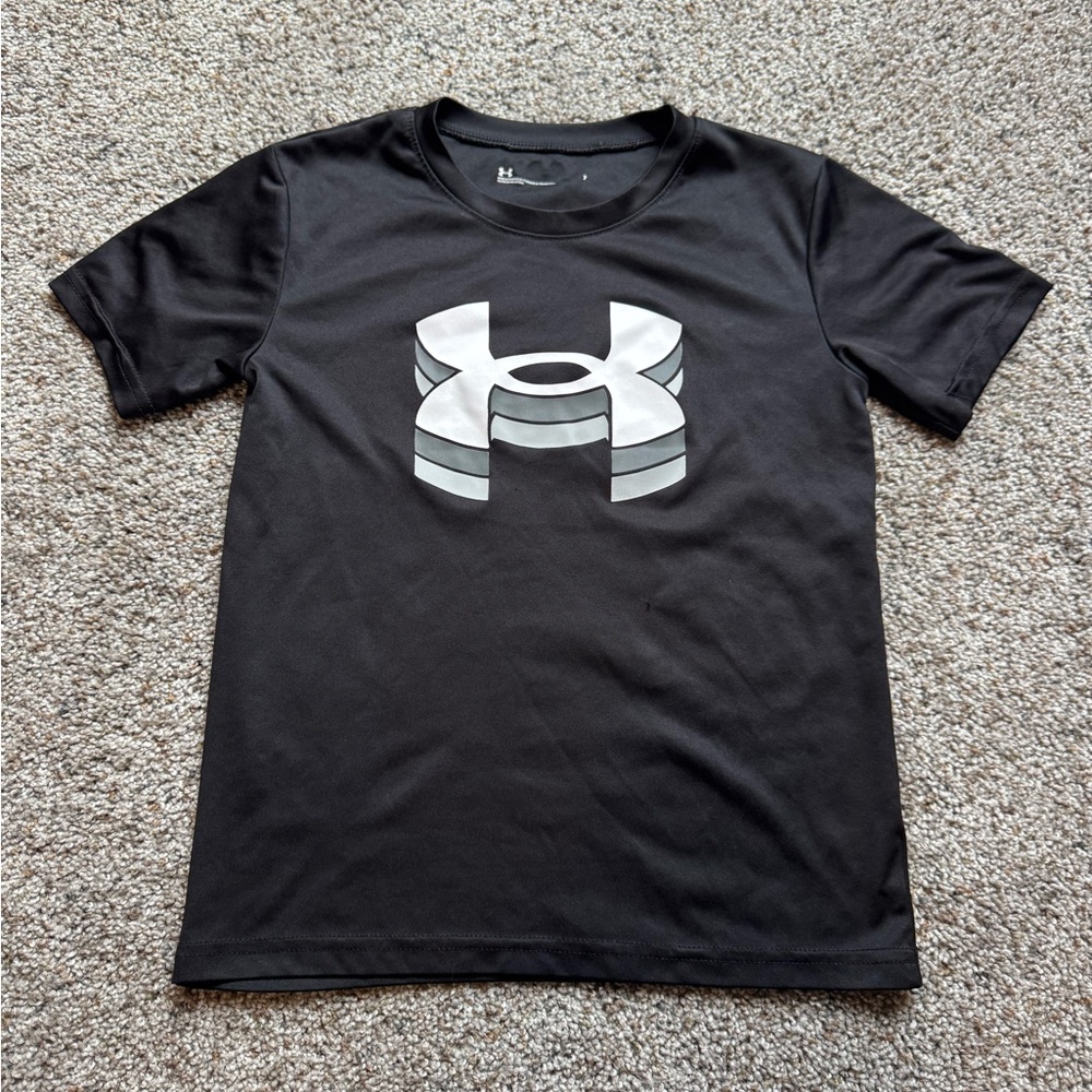 Under Armour Kids Black and Gray Logo Tee